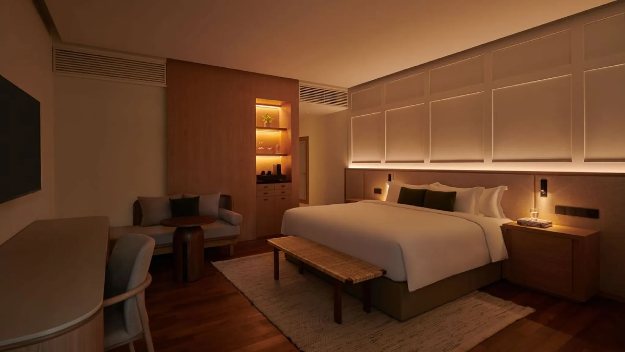 カントリーヤード・スイート　寝室　夜